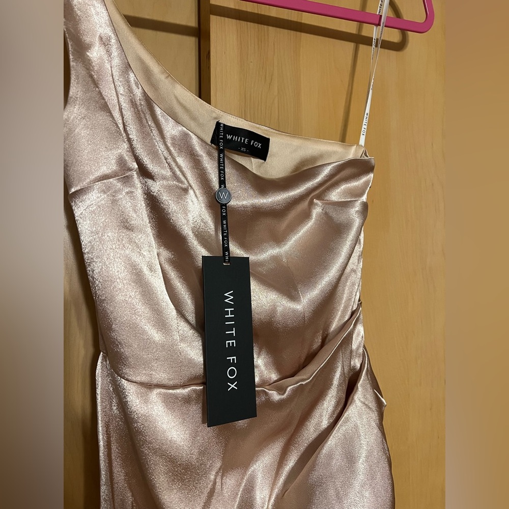 White Fox Willow Wrap Dress Champagne One Shoulder